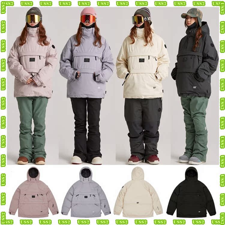 PZ ski equipment 2122 U2SS Korean ski suit single and double board men's and women's waterproof imitation duck down pullover hooded top
