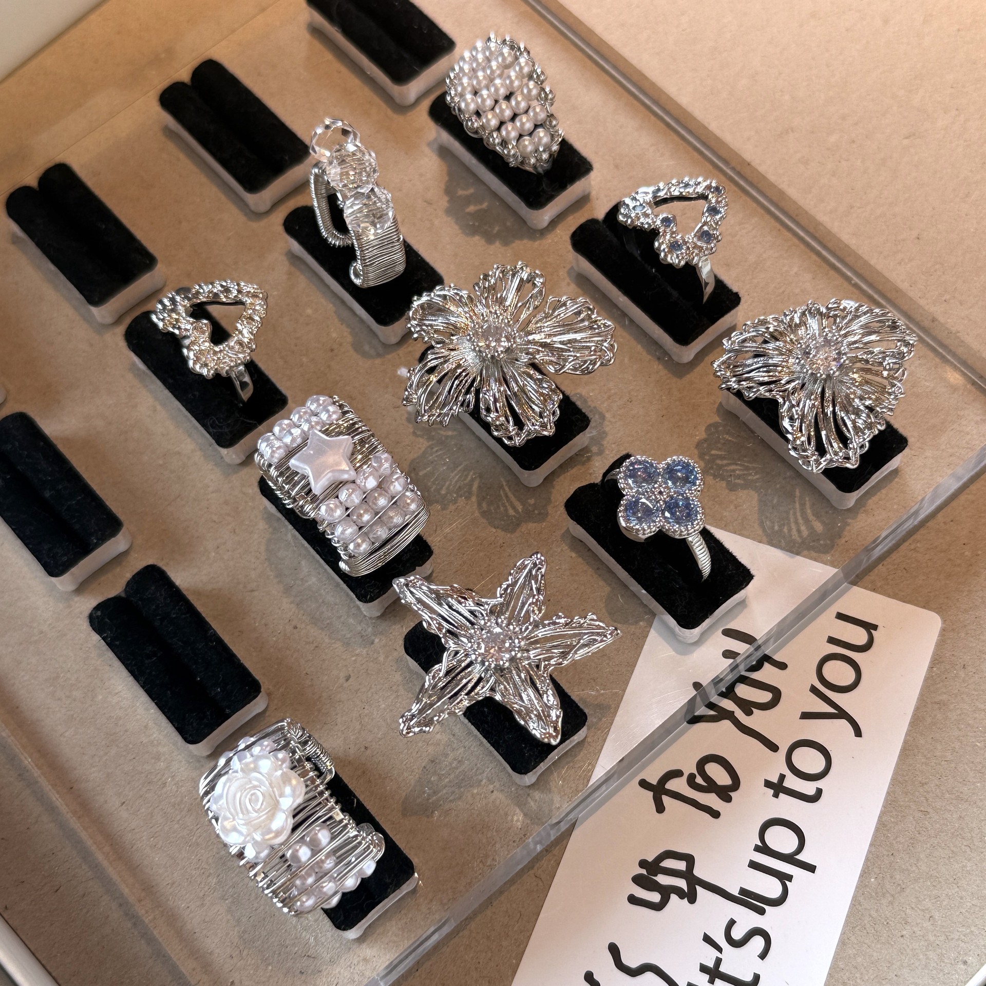 Korean style light luxury style open ring for women flower star love multi-style zircon ring inlaid with diamond ring for women