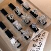 Korean style light luxury style open ring for women flower star love multi-style zircon ring inlaid with diamond ring for women