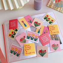 South Korea Ins with Tulip Series Handbill Stickler Girl Hearts Notebook handbooks Decorative Sticker
