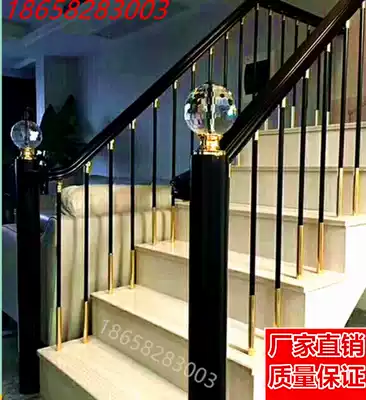 Ningbo simple light luxury style stair handrail iron aluminum column railing balcony indoor room solid wood villa