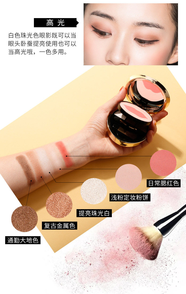 Beauty Tips Beauty Box 2 Color Blush 3 Màu Bóng Mắt Trang Điểm Pan Blush Công Suất Sửa Chữa Bóng Bóng Bột Đa mục đích Đĩa màu mắt clio