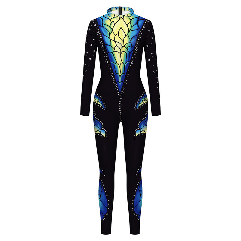 Боди/брюки women's snake print skinny casual jumpsuit女装紧身休闲连体裤