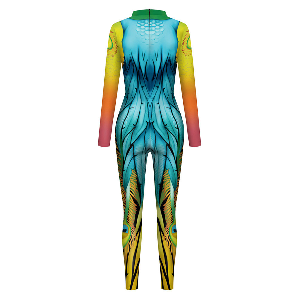 Боди/брюки women's snake print skinny casual jumpsuit女装紧身休闲连体裤