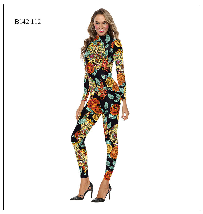 Боди/брюки women's snake print skinny casual jumpsuit女装紧身休闲连体裤