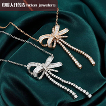 Bow pendant natural diamond pendant luxury mosaic 18k diamond pendant 1 44 karat diamond wang red paragraph