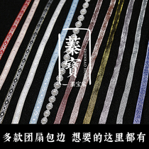 DIY group fan pack sideband 1CM octave jacquard weave gold spring onion ribbon with rhomboid vegge clothes Hanfu fabric ancient wind material