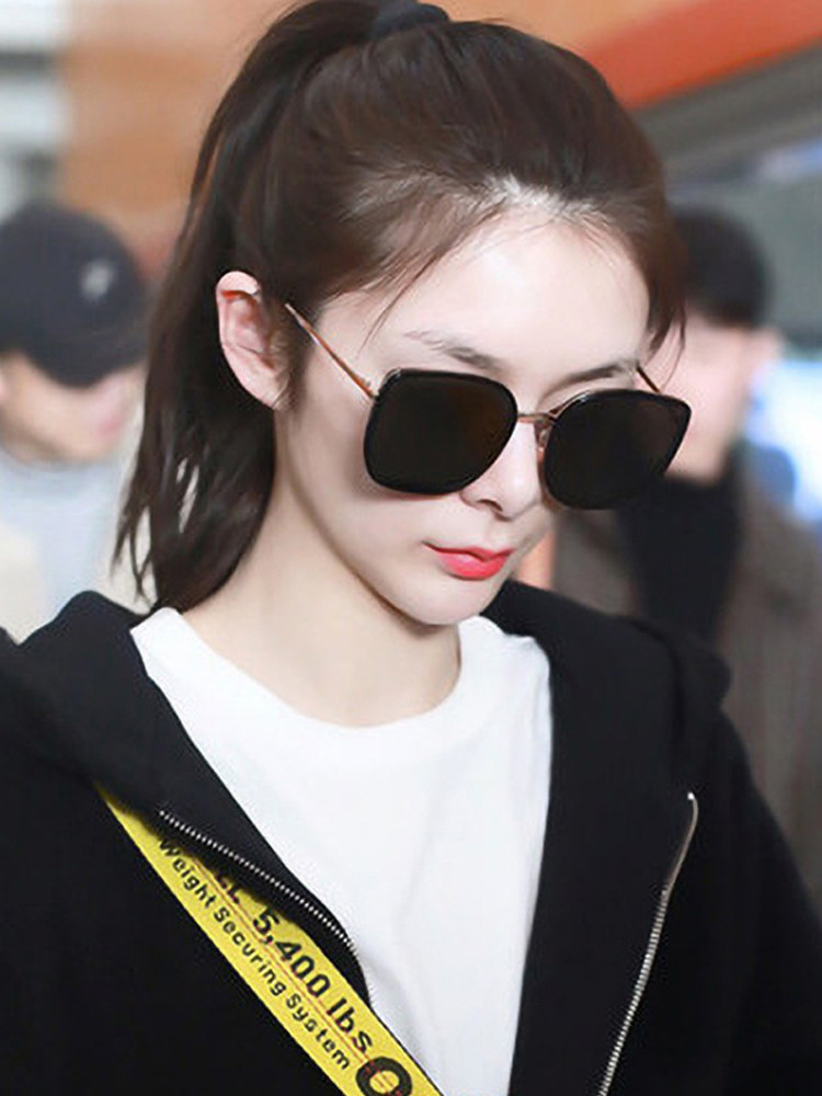 2024 New Large-Frame Polarized Sunglasses, Internet Celebrity Style, Off-White Fashionable Women's Uv Protection Sunglasses