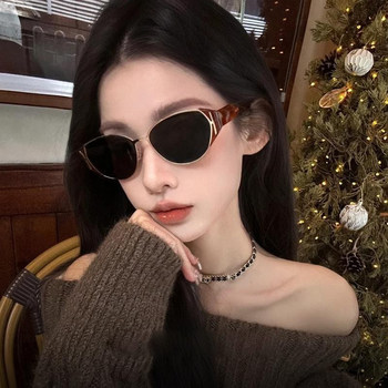 2025 New Hot Girl Sunglasses Retro Cat Eye Sunglasses Women's High-End Metal Sunscreen Travel Street Photography Glasses