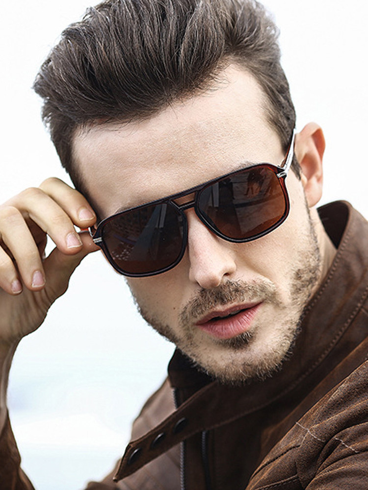 2024 New European and American Style Sunglasses for Men, Fashionable Retro Large Frame Driving Polarized Sunglasses, Black Frame Fishing Glasses