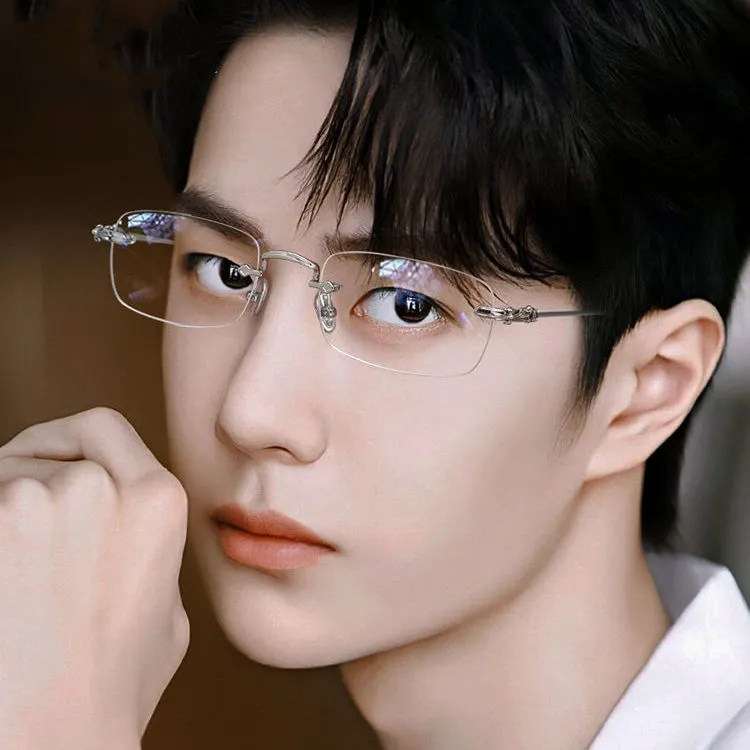 2024 New Frameless Anti-Blue Light Glasses Mobile Phone Radiation Protection Flat Glasses Unisex Fashionable Square Myopia Glasses Frame