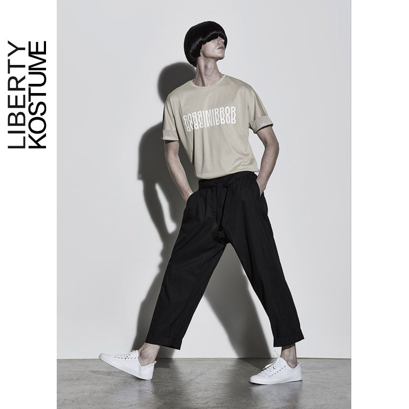 Liberty Kostume 橡筋调解阔腿八分西裤中缝踩线打褶男 夏日清凉
