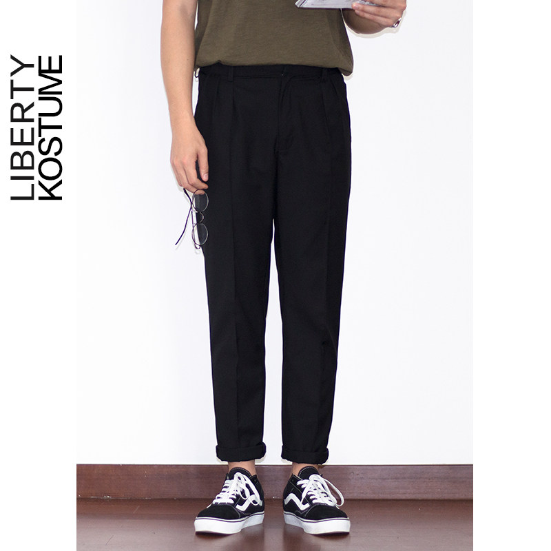 【天天特价】垂感修身九分西裤男休闲裤小脚裤法式褶中缝线 1710