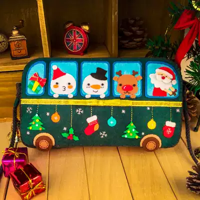 Non-cut Christmas bus satchel shoulder bag shoulder bag non-woven handmade diy fabric material bag