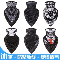 Summer outdoor sun protection mask riding headscarf motorcycle windproof dust ice silk triangular face towels slim hip hop men and women