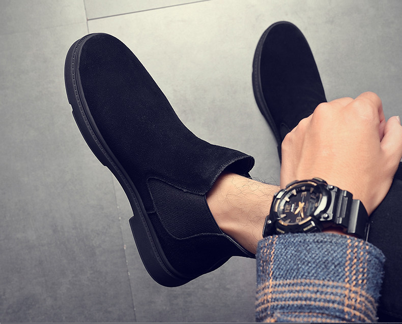 Челси сапоги 男鞋秋冬2024新款切尔西马丁靴黑武士高帮休闲一脚蹬皮鞋子男士潮 Other