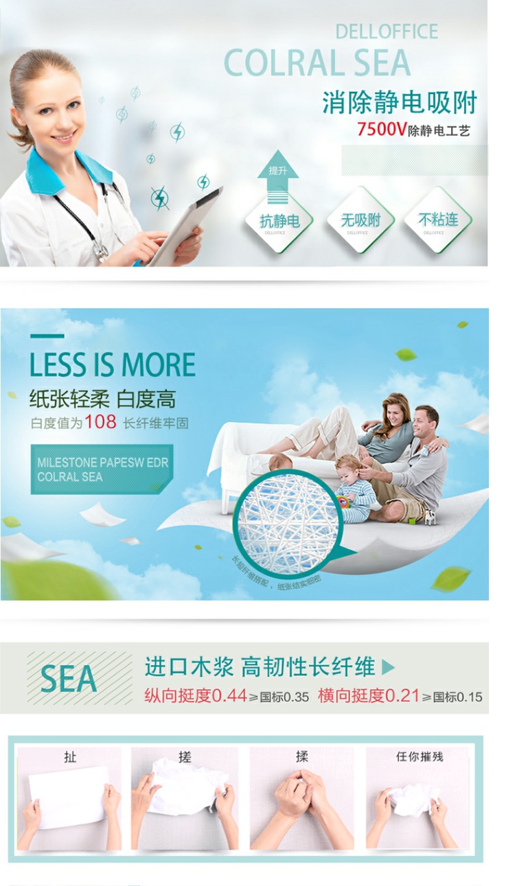 Văn phòng hiệu quả Sao chép giấy 70g Giấy nháp Máy in giấy 500 / Gói A4 Giấy trắng Bán buôn FCL