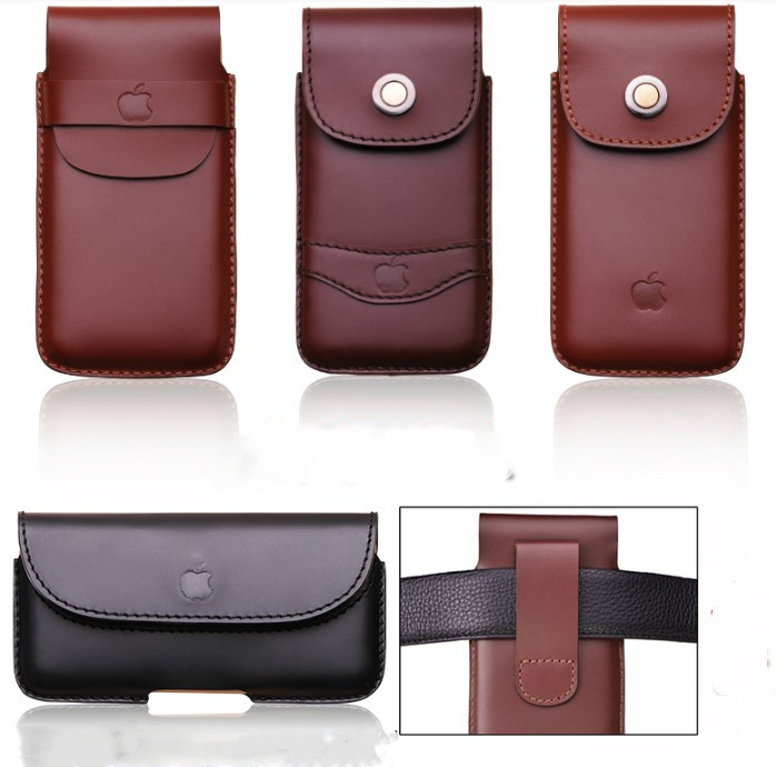 Suitable for Apple 12 Phone Case Waist Bag, iPhone 12 Promax Waist Hanging Genuine Leather Phone Waist Bag, Men's Belt Leather Case, Apple 12 Mini Waist Protective Case, Solid Color Cowhide Business Leather Case