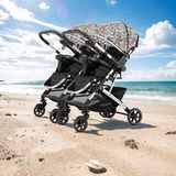 Портативная складная детская амортизирующая коляска для близнецов с сидением, можно сидеть и лежать
