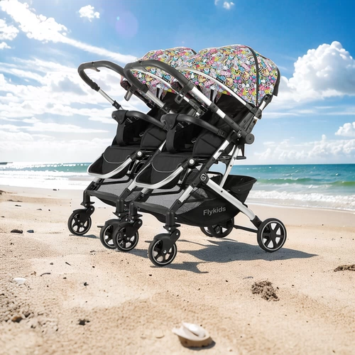 Портативная складная детская амортизирующая коляска для близнецов с сидением, можно сидеть и лежать