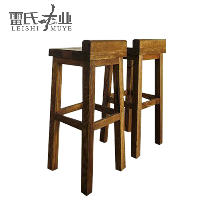 Bar bench solid wood high bench bar household carbonized bar high wooden stool retro to make old European cash register chair