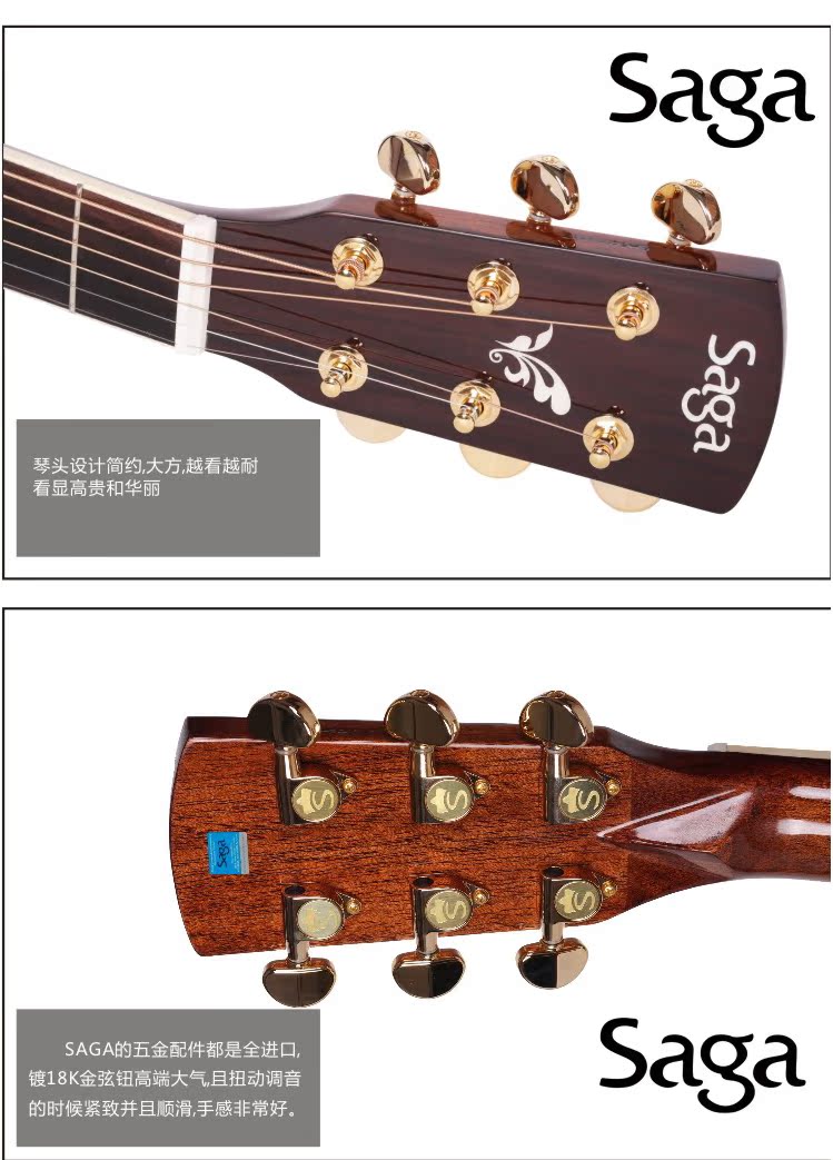 SAGA Saga SD10 41 inch đầy đủ veneer ballad acoustic guitar fingerstyle đệm đàn guitar jita piano trường hợp - Nhạc cụ phương Tây dan ghita