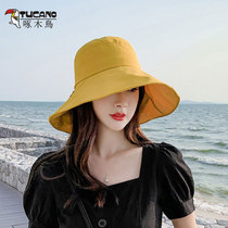 Sun hat female eaves summer Korean version of Joker hat fisherman hat Japanese face-covering sunscreen hat foldable sun hat