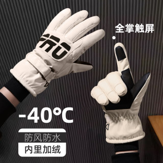 Woodpecker Ski Gloves Men's Winter Fleece-Lined Thickened Warm Touchscreen Windproof Cold-Proof Electric Vehicle Riding Gloves