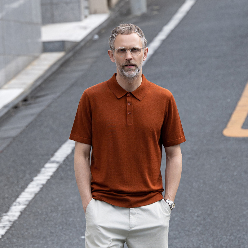 Edot Comfortable Feel 100% Wool Lapel Short-Sleeved T-Shirt for Men 2026 Summer Men's Polo Knitwear Edot Comfortable Feel 100% Wool Lapel Short-Sleeved T-Shirt for Men 2026 Summer Men's Polo Knitwear