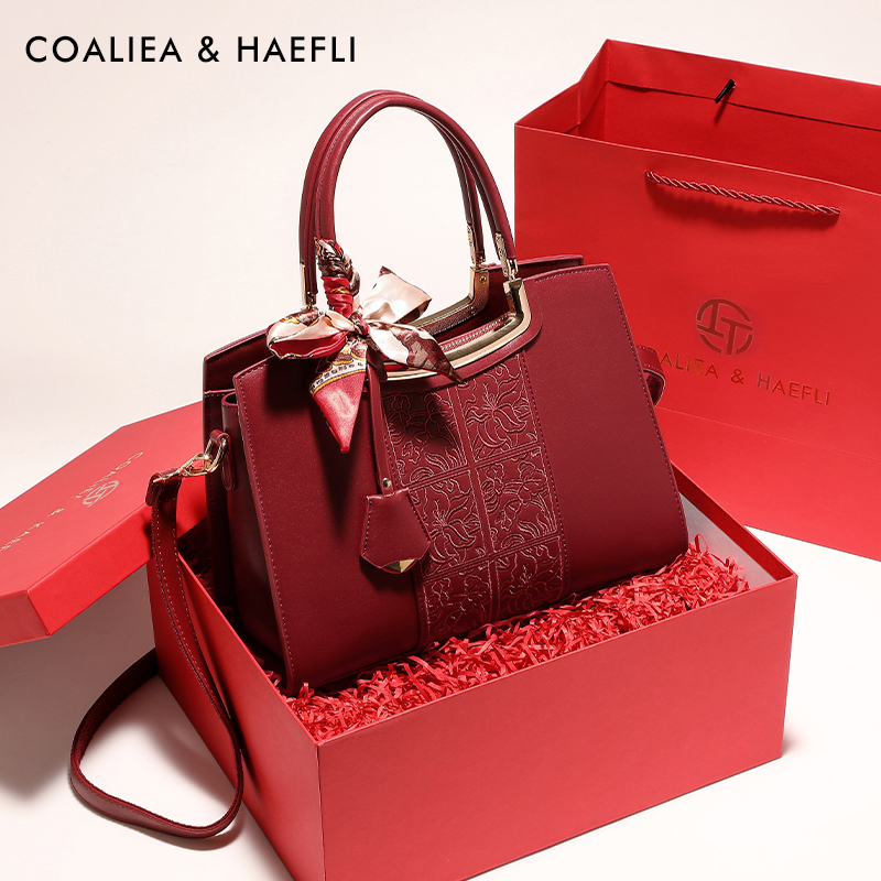 Hong Kong Brand Chinese-Style Embroidered Handbag, High-End Red Bag, Wedding Bag, Mother's Gift, Mother-In-Law Crossbody Bag