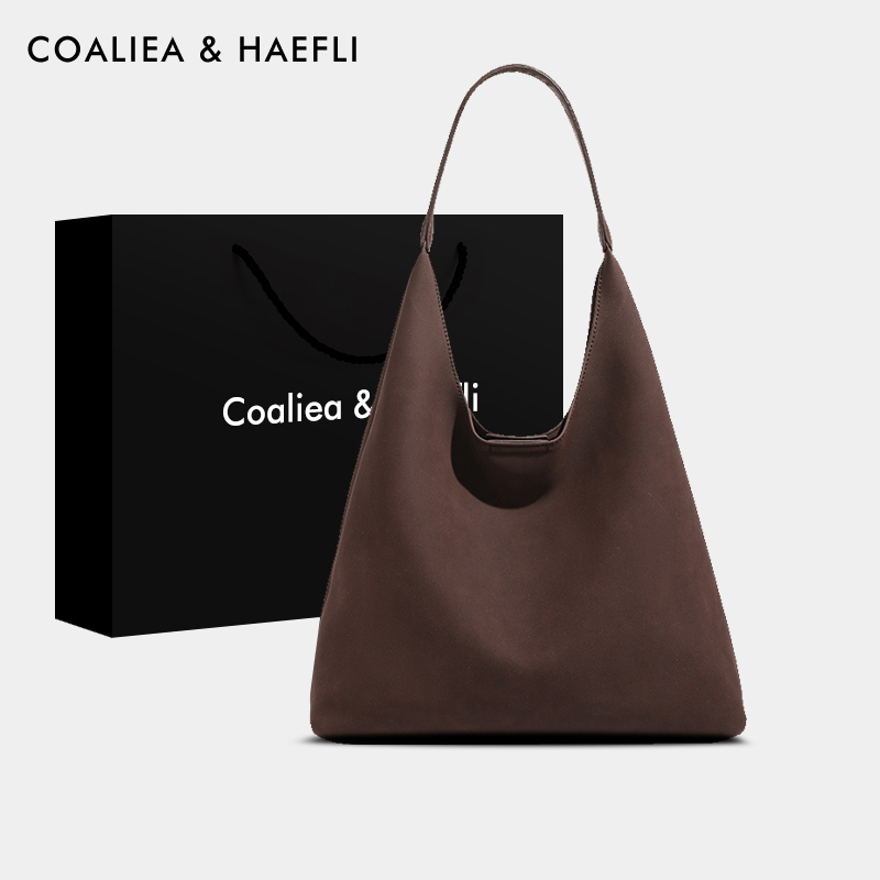 Hong Kong Brand Retro Frosted Leather Tote Bag for Women, Versatile Casual Underarm Bag for Autumn, Large Capacity Commuter Bag with a Small Bag Inside
