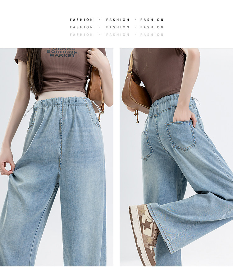 Maternity Pants Summer Wear, Lightweight and Loose Wide-Leg Tencel Jeans, Summer Casual Pants Without Belly Support for Petite Sizes — 14