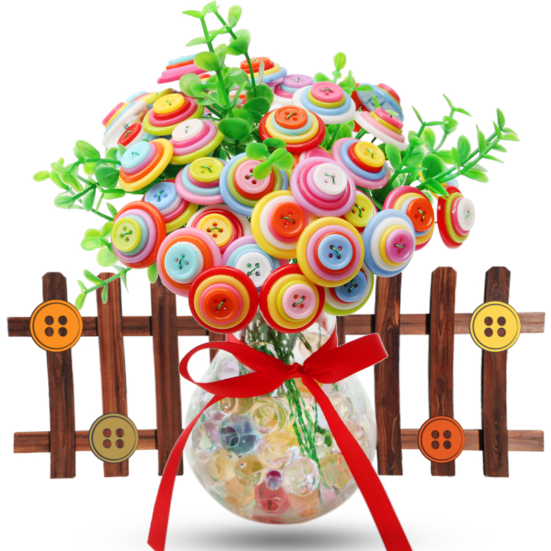 Button Flowers Children Handmade Diy Making Sponge Baby Material Bag Nursery Girl Creative Puzzle Toy