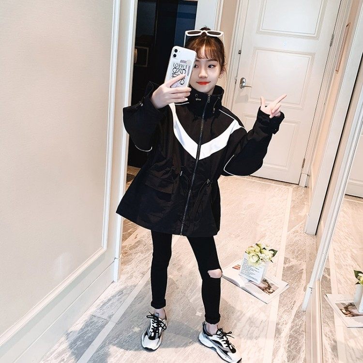 Korean children's clothing girls spring and autumn foreign style frock coat Korean version of fashionable Chinese children's casual coat trendy trench coat