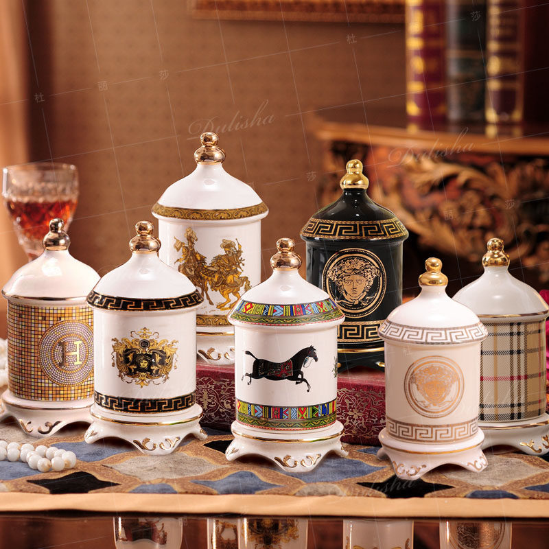 Pagoda-style creative European-style ceramic toothpick barrel high-end bottle living room box dining table can household cotton swab barrel simple barrel