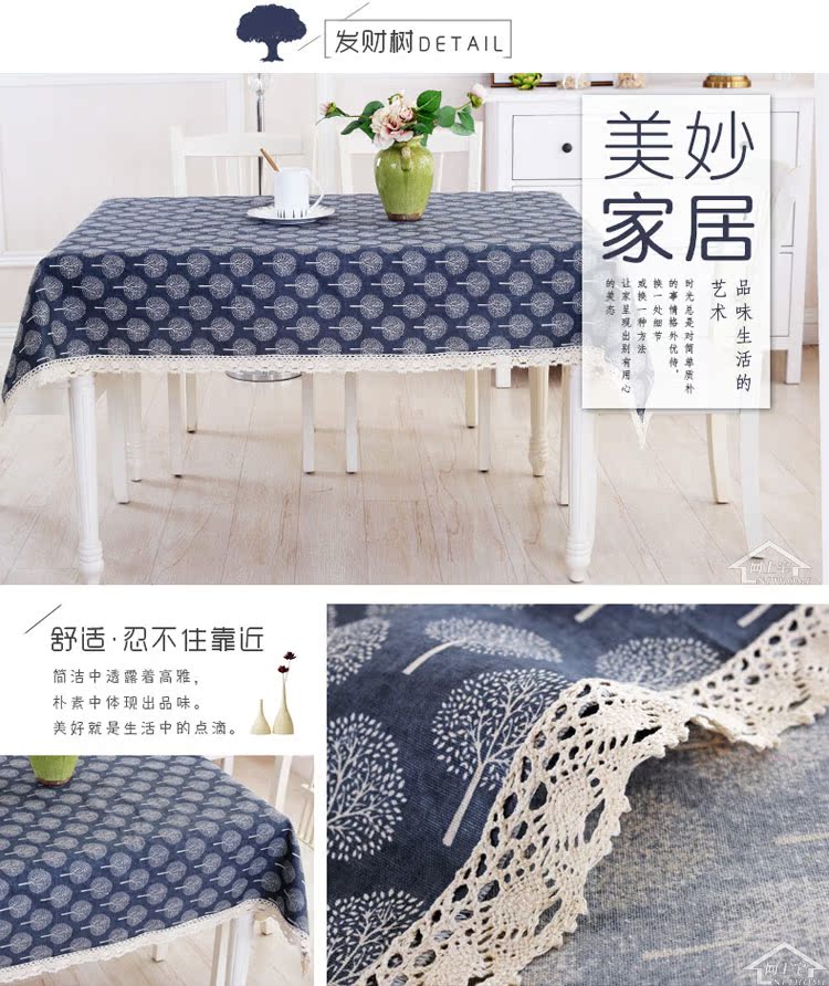 Khăn trải bàn bằng vải cotton và vải lanh nhỏ tươi IKEA phòng khách hình chữ nhật nhà bàn cà phê khăn trải bàn vải đầu giường khăn trải bàn khăn trải bàn ngày xưa