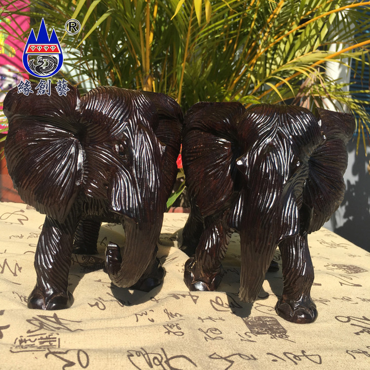 Edge Creatives Red Wood Solid Wood Elephant Burmese Black Acid Branches Whole Wood Home Living Room Living-room Pendulum gift Craftsmanship Gifts Swing Accessories