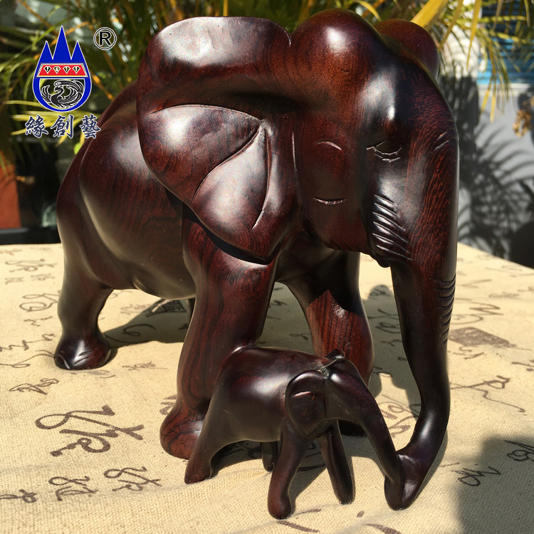 Edge Creatives Red Wood Solid Wood Quality Feng Shui Elephant Burmese Black Acid Branches Wood Hotel Gifts LIVING ROOM DECORATIONS