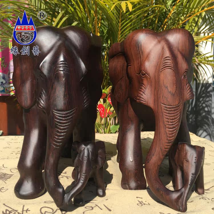 Edge Creatives Myanmar Black Acid Branches Solid Wood Large Size Auspicious Elephant Red Wood Whole Wood Delivery Living-room Wine Cabinet Hem