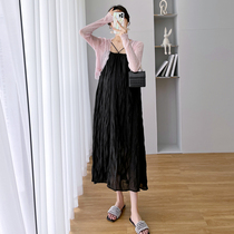 Pregnancy Woman Dress Summer Clothing Online Red Suit Summer Fashion Over Knee Loose Folds pendant with dress Two sleeves Dress Summer style