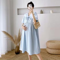 Pregnant Woman Summer Fashion Blouse Summer Fashion Flipped Over Kneecap Loose Pregnant Pregnant Woman Shirt With Long Summer Style Dress
