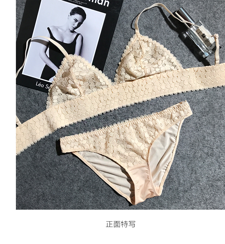 Pháp bralette không có vòng thép không có miếng bọt biển siêu mỏng sexy ren gừng áo ngực đặt đồ lót thoáng khí mùa đông