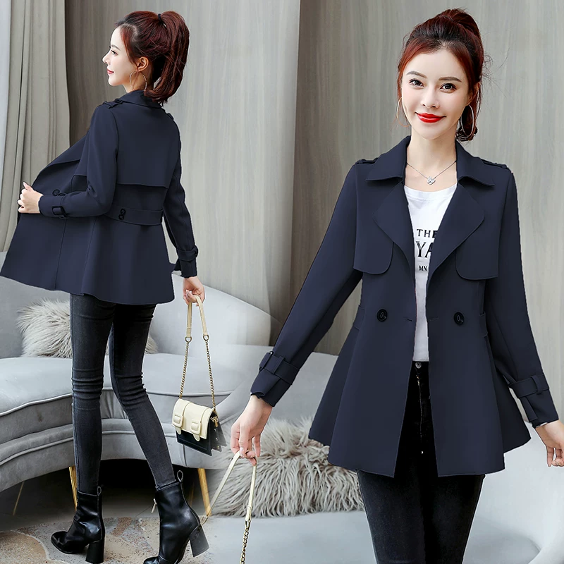 Демисезонное короткое модное trench coat, для подростков, западный стиль