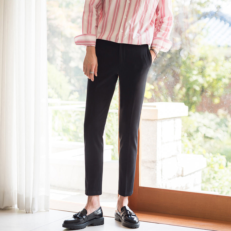 Casual pants men's body Han version trendy free of ironing and anti-wrinkle 9 points men straight cylinder suits Smoke Tubes Pants Tapered West Pants