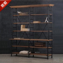 American Countryside Loft Iron Art Doing Old Shelve Iron Wood Dining Side Cabinet Show Shelf Retro Solid Wood Bookshelves