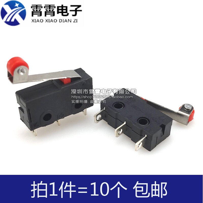 KW11-N KW12 5A 250V 微型开关 带柄 滑轮 3脚微动触点开关
