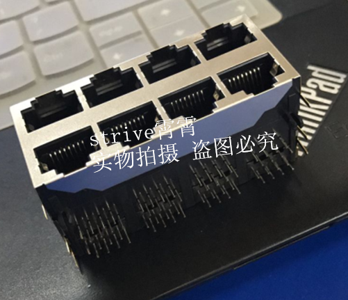 RJ45网络插座 2&times;4 8口网口带弹片 无灯8P8C 双层带屏蔽