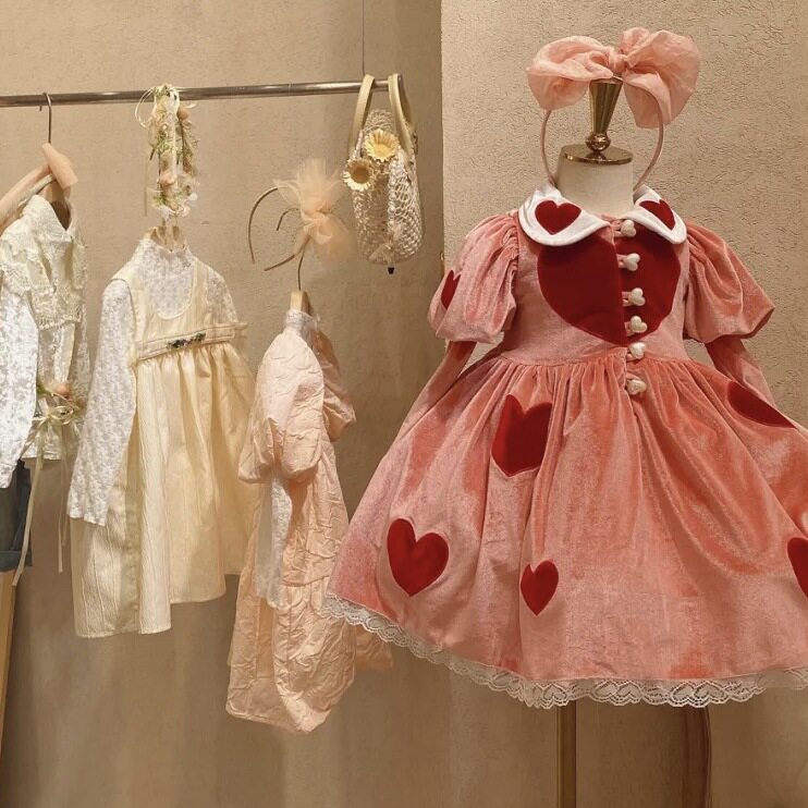 Wudi Palace Fan Heavy Industry 12 Embroidered Dresses 2021 Spring and Autumn Korean Version Trendy Fan Girls Golden Velvet Princess Dress