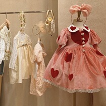 Wudi Palace Fan Heavy Industry 12 Embroidered Dresses 2021 Spring and Autumn Korean Version Trendy Fan Girls Golden Velvet Princess Dress