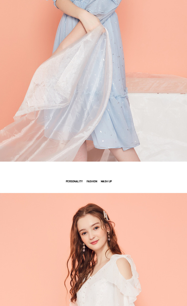 Váy midi dài cổ tích nữ 2019 xuân hè mới nhỏ gợi cảm tay áo cánh sen đầm voan ren cổ tích - Váy eo cao váy hạ eo công sở	
